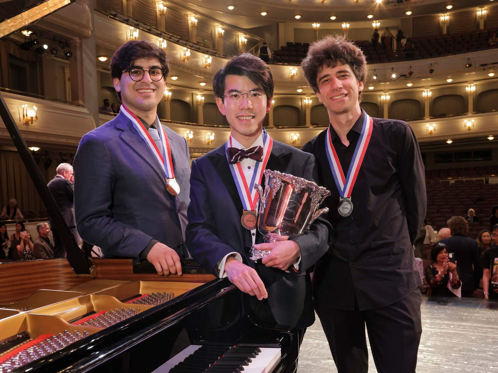 2025 Cliburn Competition medalists: Aristo Sham, Vitaly Starikov, Evren Ozel