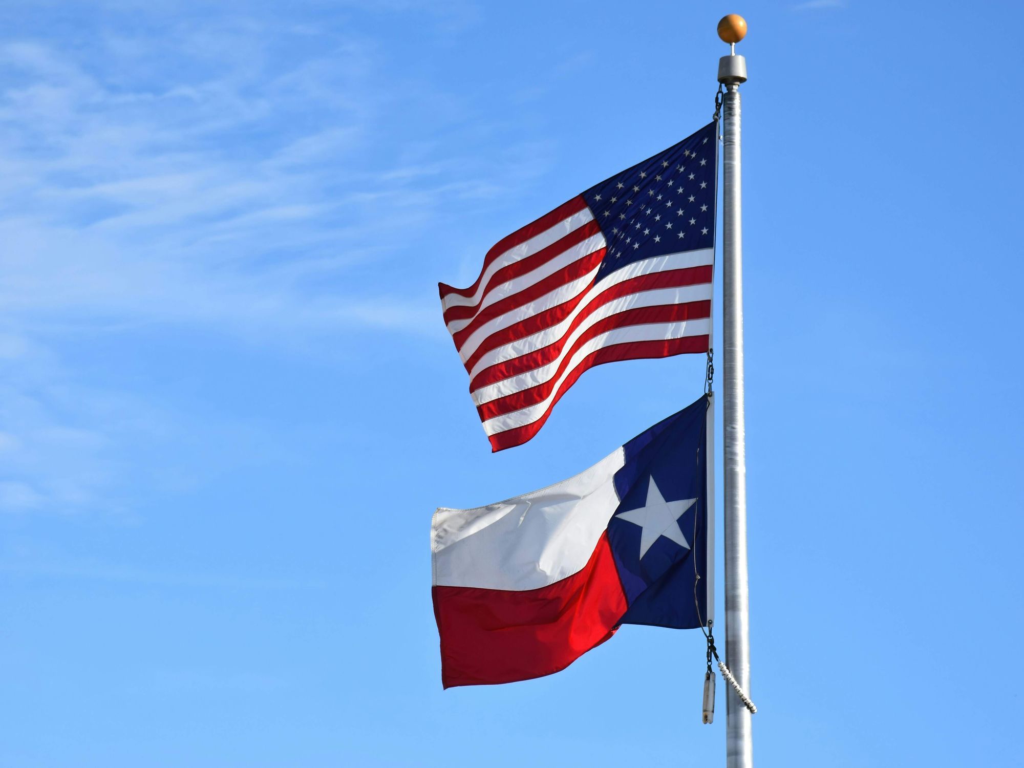 American flag, Texas flag, patriotism