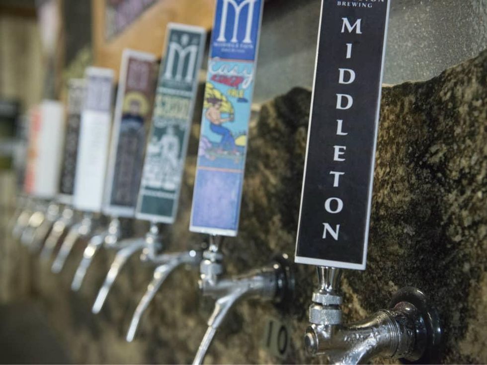 Beer taps at Middleton Brewing in San Marcos