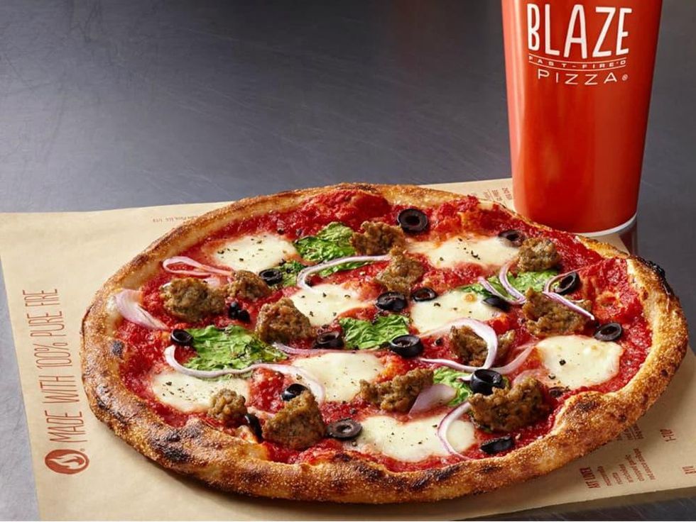 Blaze pizza with drink