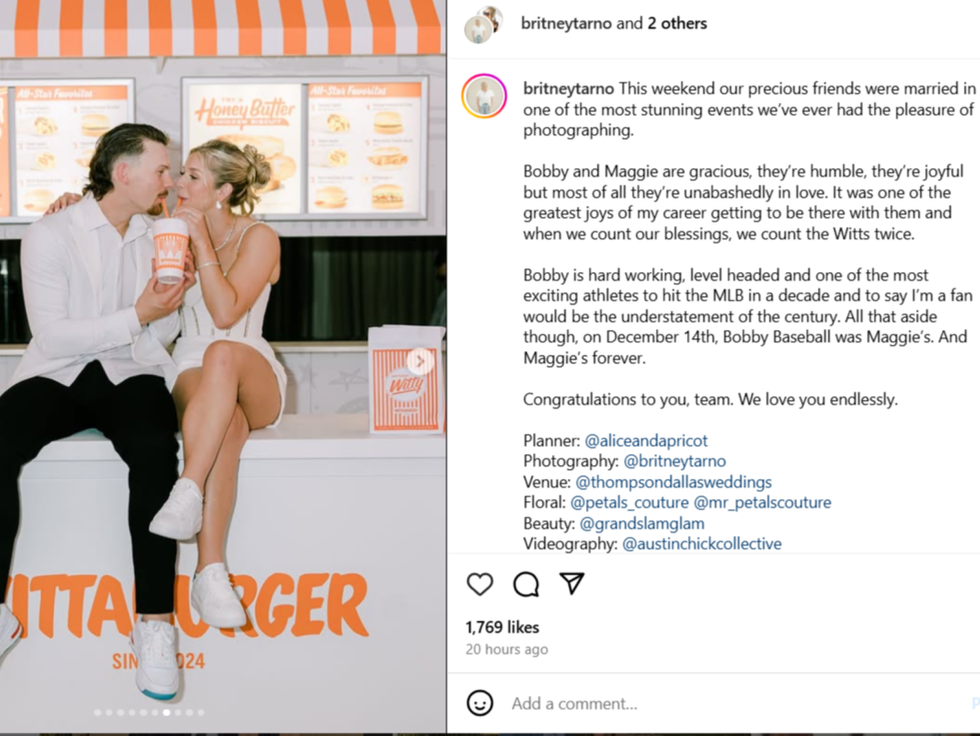 Bobby Witt Jr., Maggie Black, Whataburger wedding