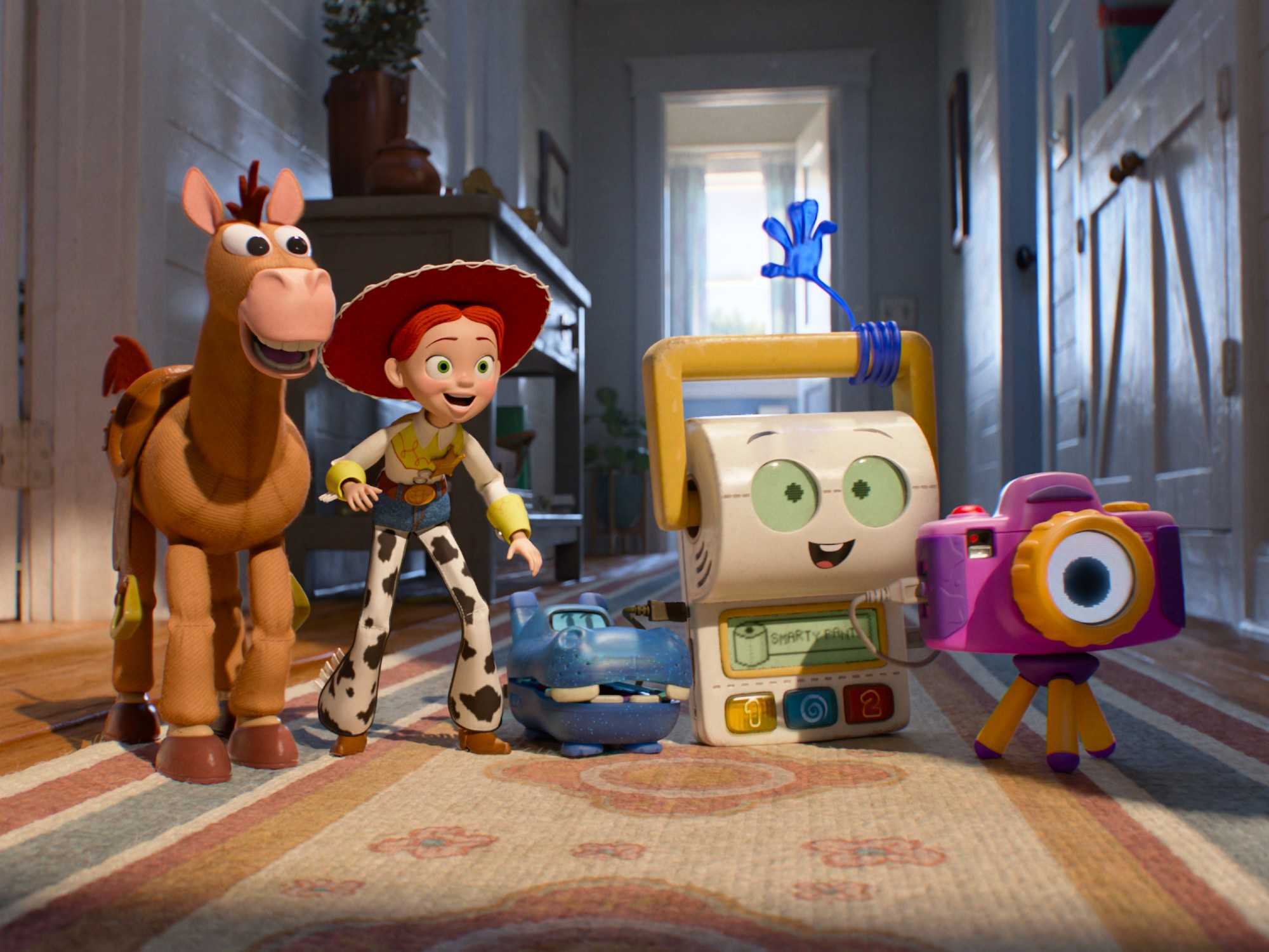 Bullseye, Jessie, Atlas, Smarty Pants, and Snappy in Disney and Pixar's Toy Story 5