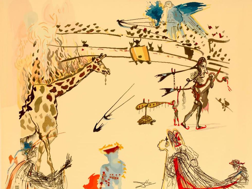 Burning Giraffe tapestry by Salvador Dali