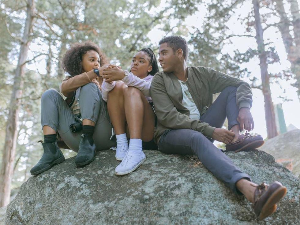 Celeste O'Connor, Lovie Simone, and Jharrel Jerome in Selah and the Spades