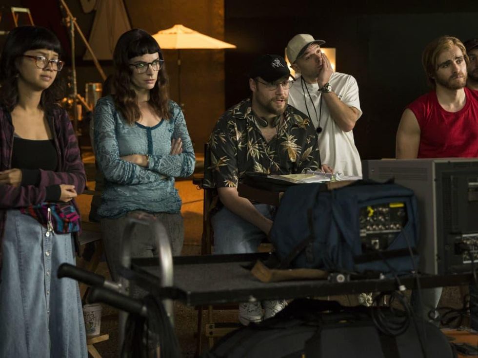 Charlyne Yi, Kelly Oxford, Seth Rogen, Paul Scheer, and Dave Franco in The Disaster Artist