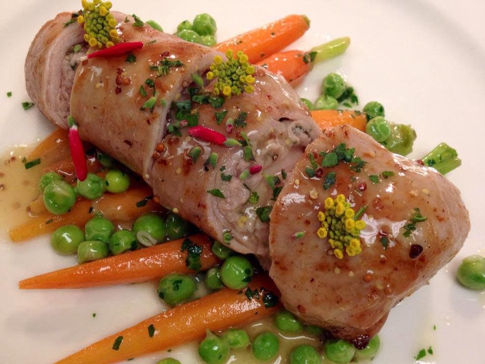 Clay pigeon, roulade of rabbit