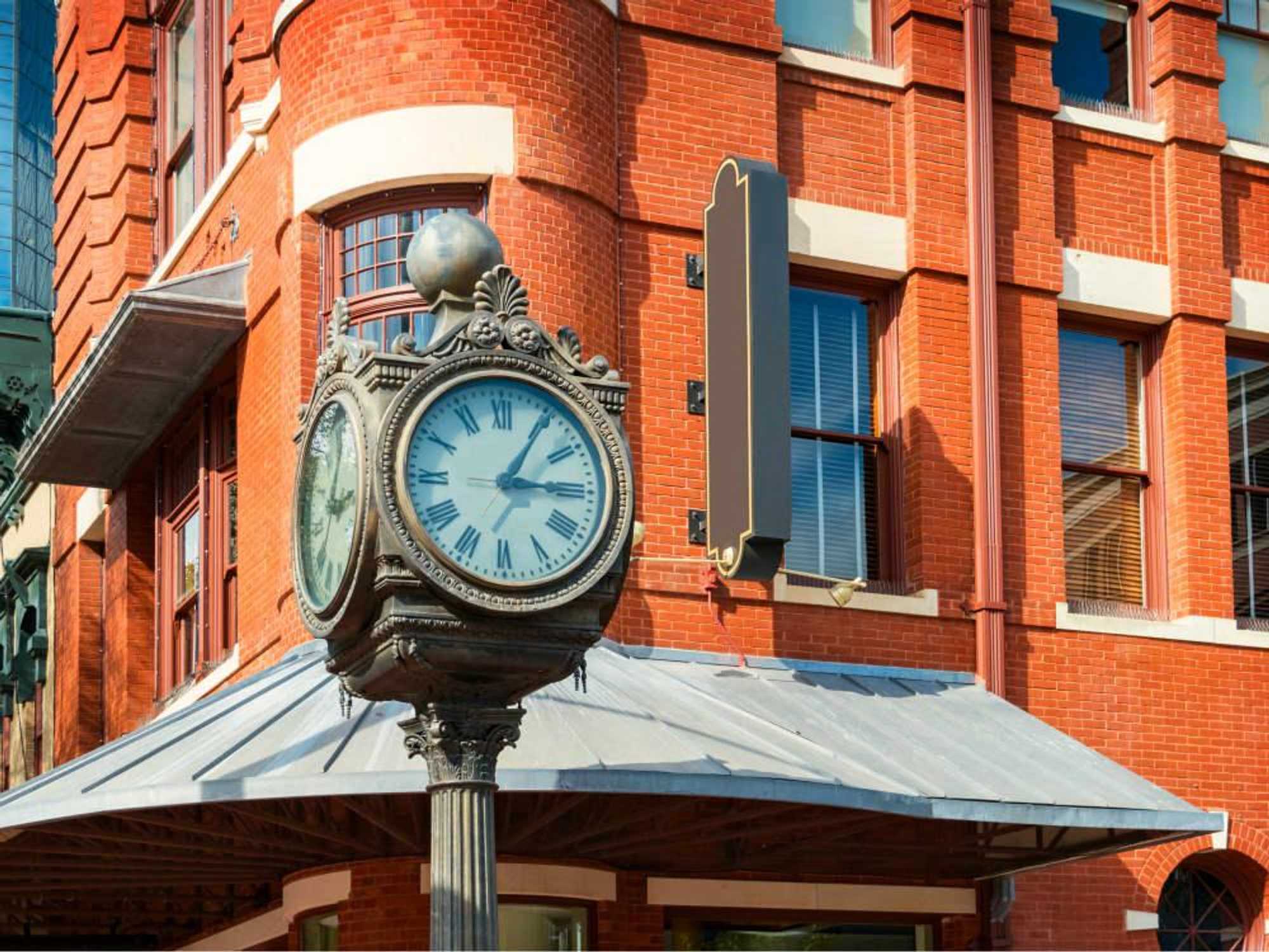 Clock in downtown Fort Worth