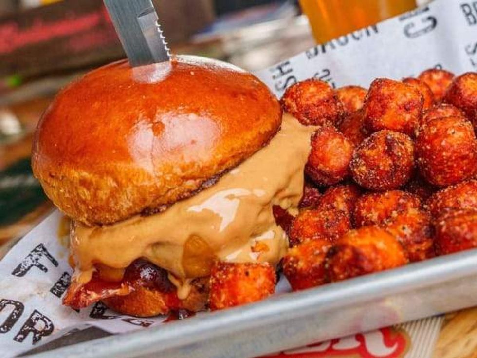 cold beer cheeseburgers