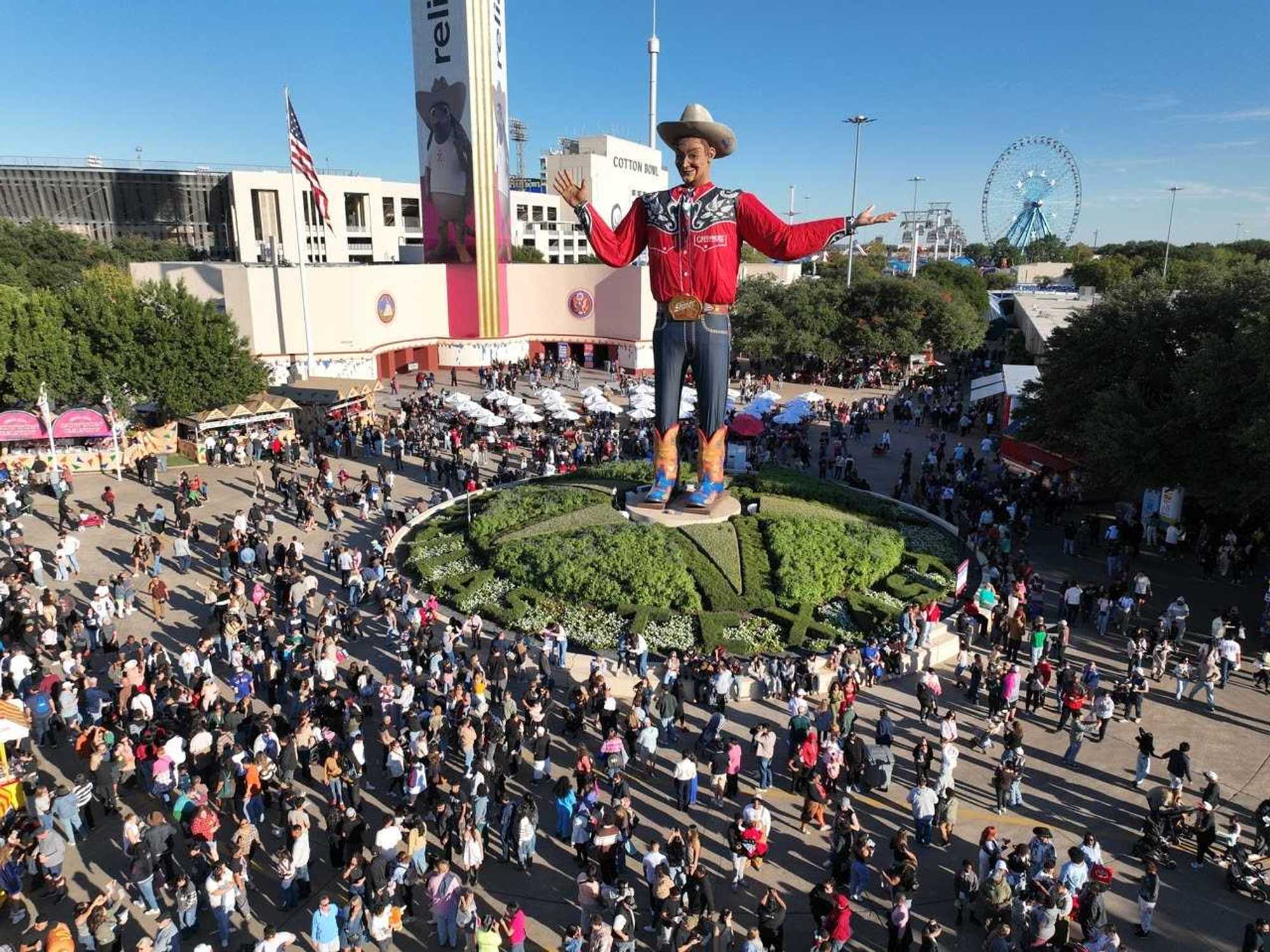 Crowds around Big Tex at 2026 State Fair of Texas