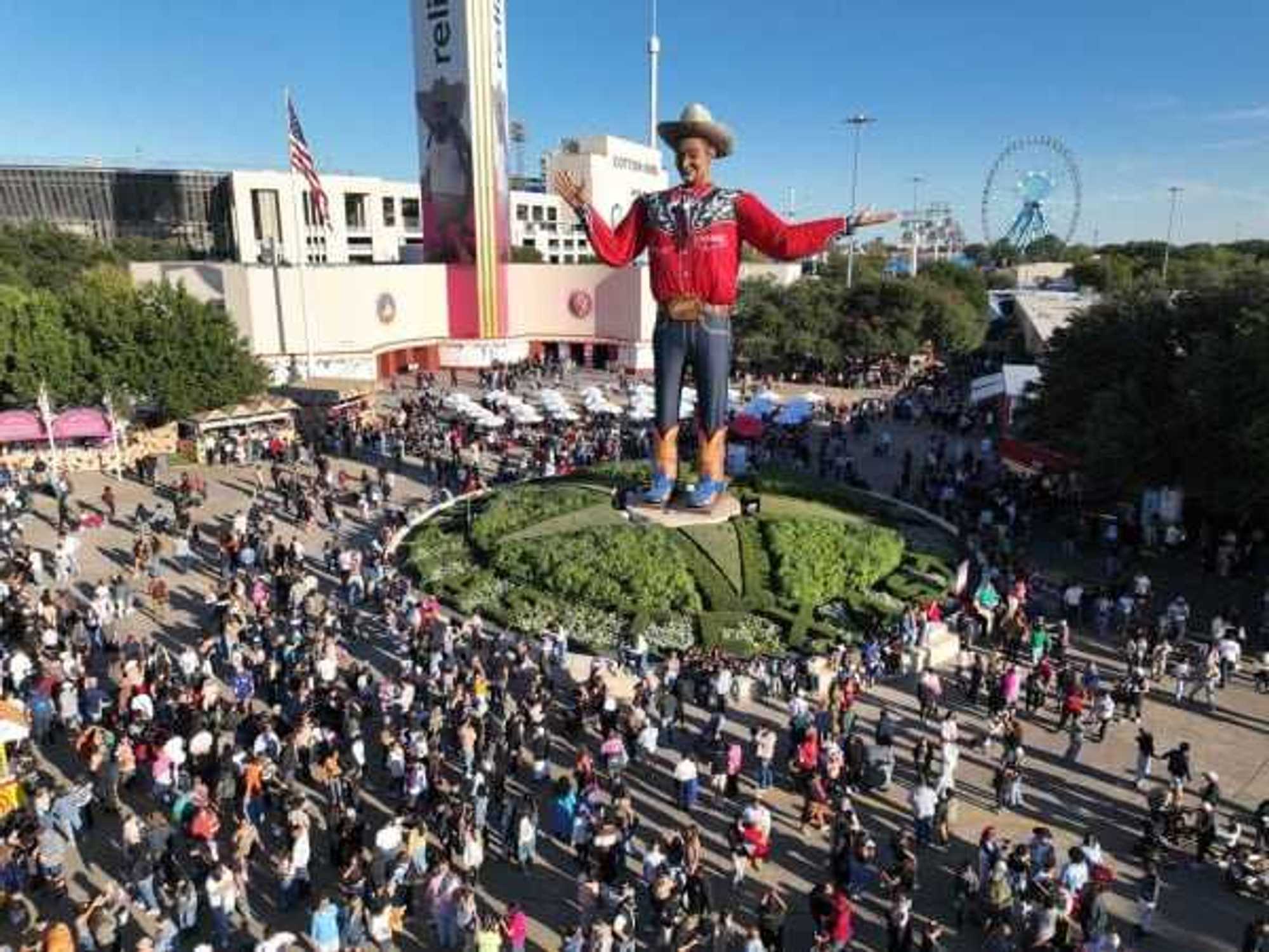 Crowds around Big Tex at 2026 State Fair of Texas