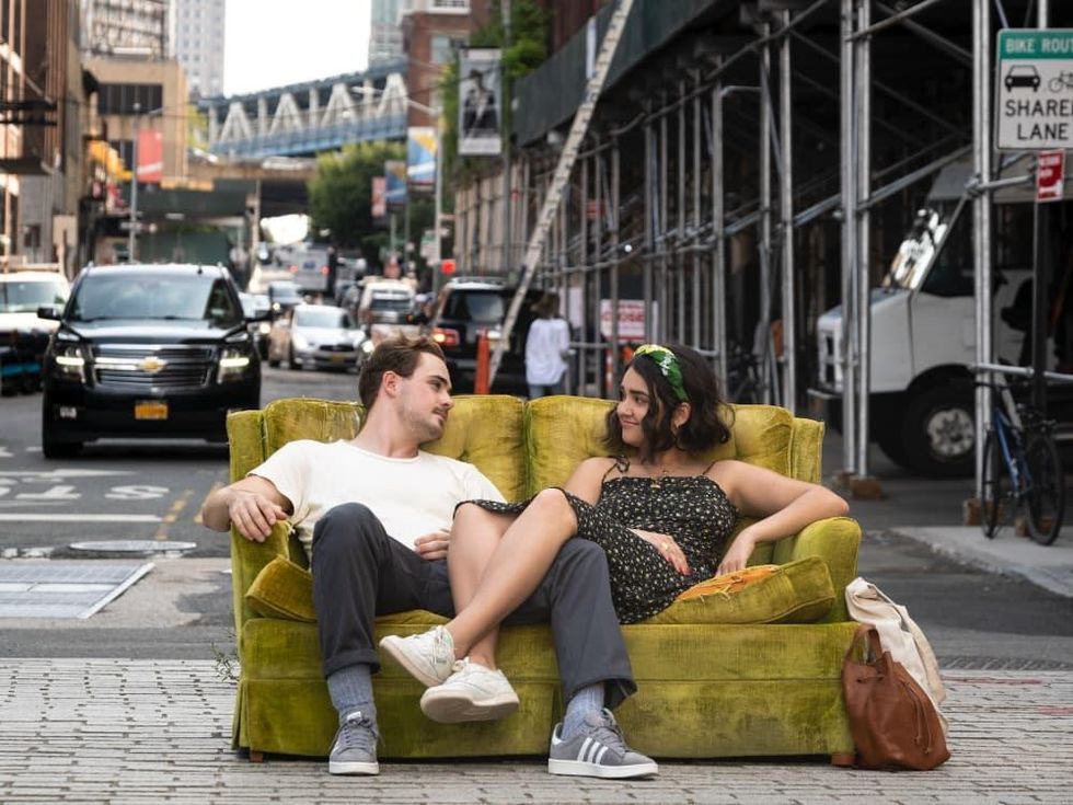 Dacre Montgomery and Geraldine Viswanathan in The Broken Hearts Gallery