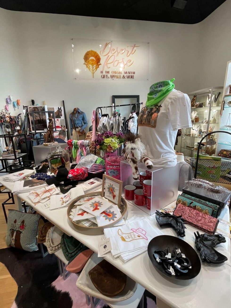 Cowgirl Museum Custom Pink silk scarf - Desert Rose at the Cowgirl