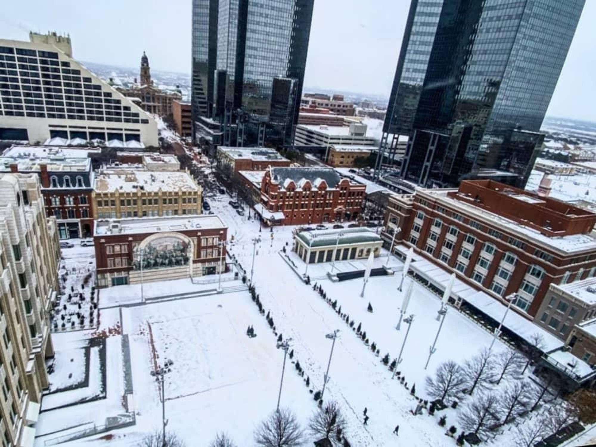 Downtown Fort Worth snow