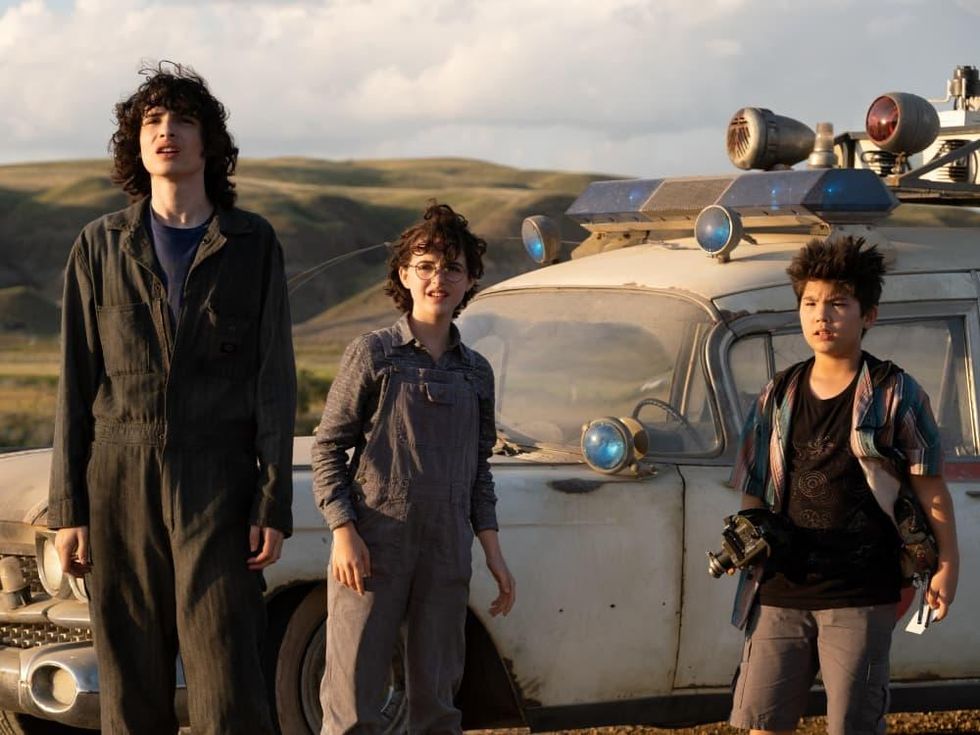 Finn Wolfhard, McKenna Grace, and Logan Kim in Ghostbusters: Afterlife