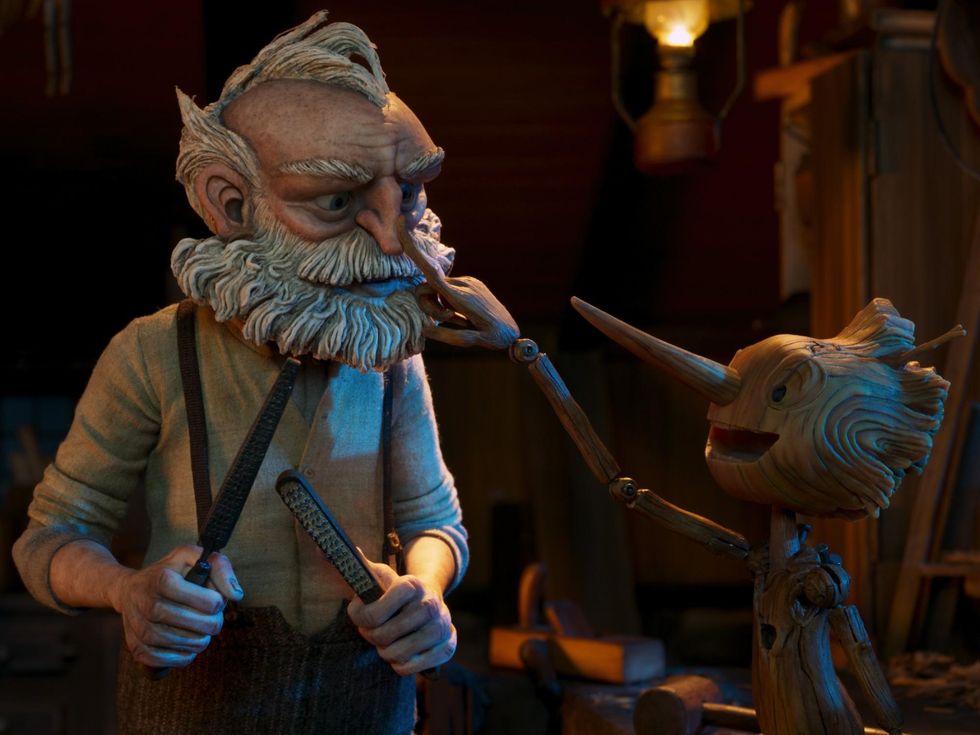 Geppetto and Pinocchio in Guillermo Del Toro's Pinocchio