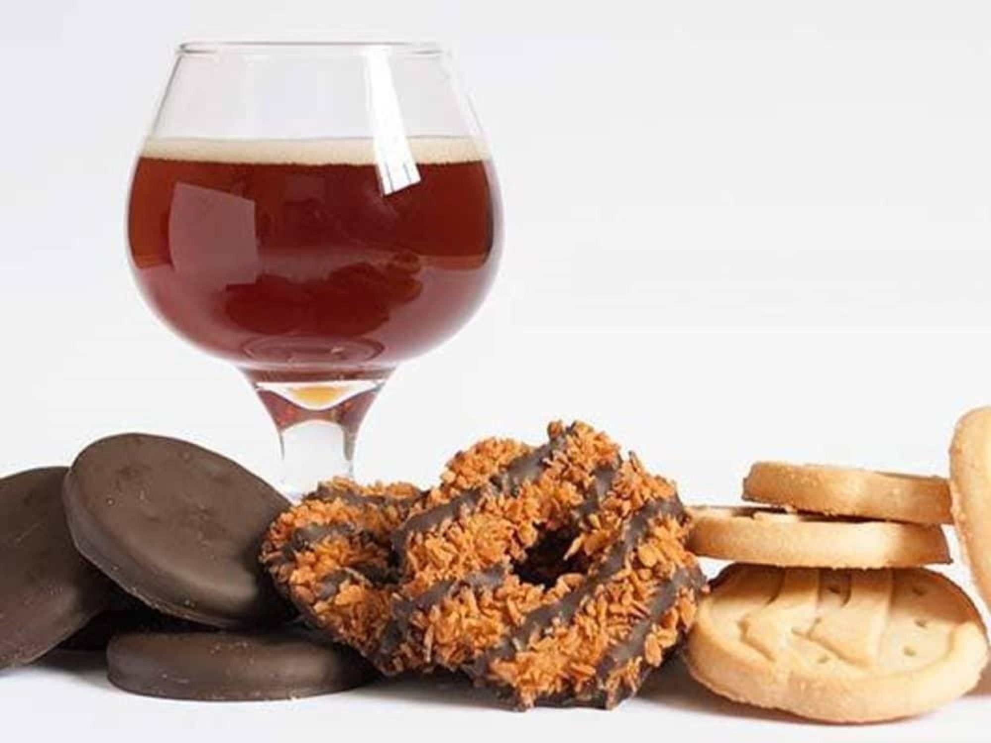 Girl Scout Cookies with beer