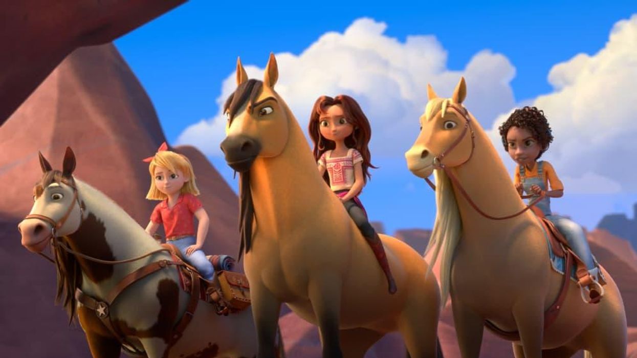 Girls and horses in Spirit Untamed