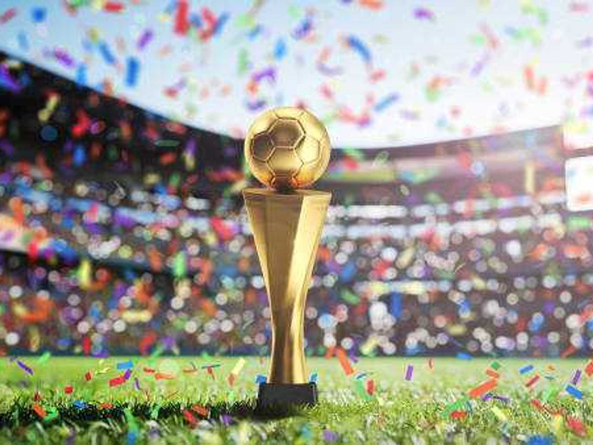 Golden Cup in football stadium