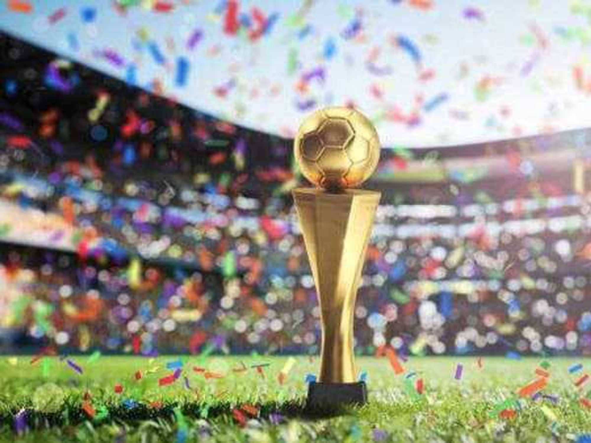 Golden Cup in football stadium