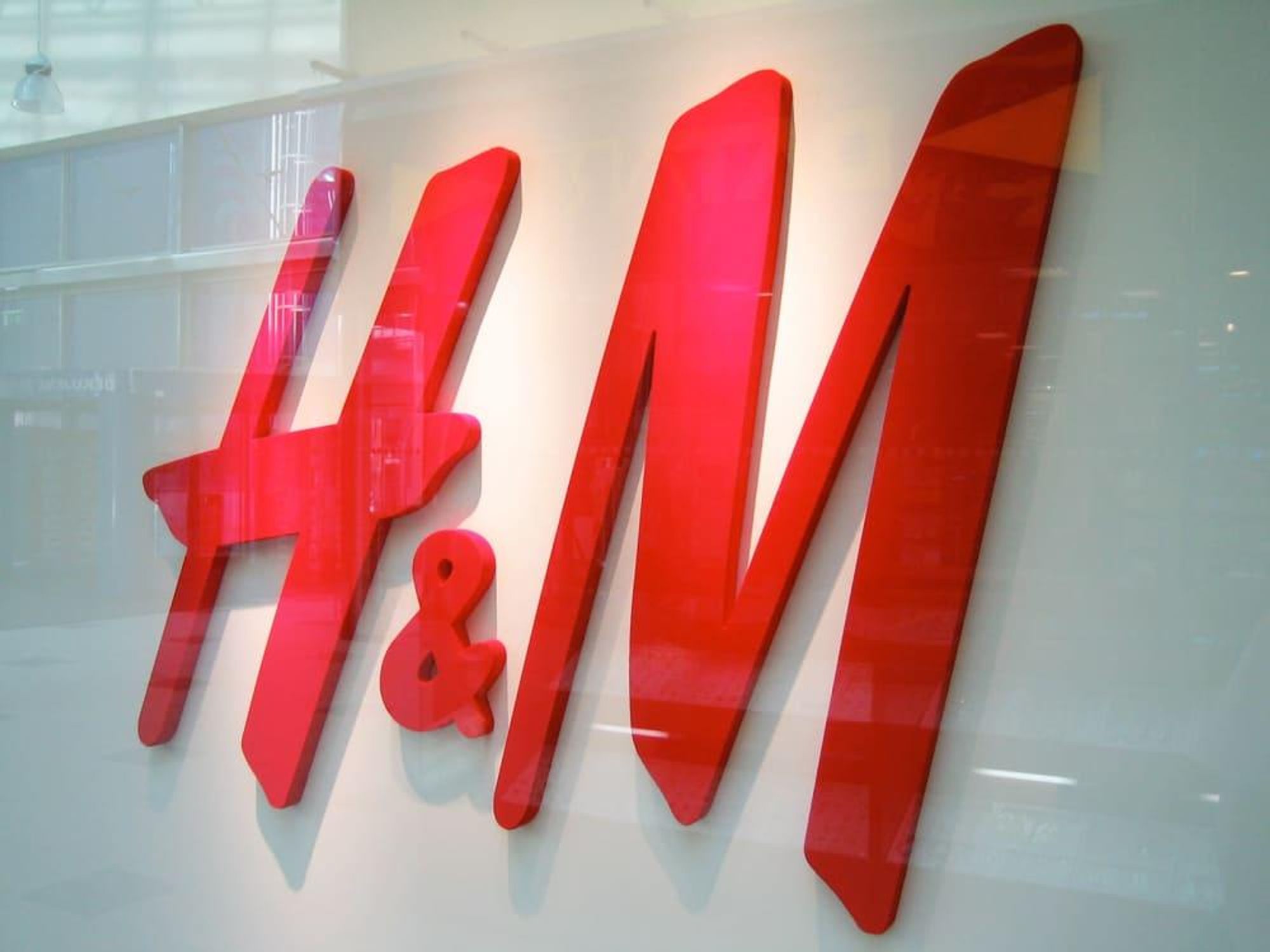H&M store sign in store window