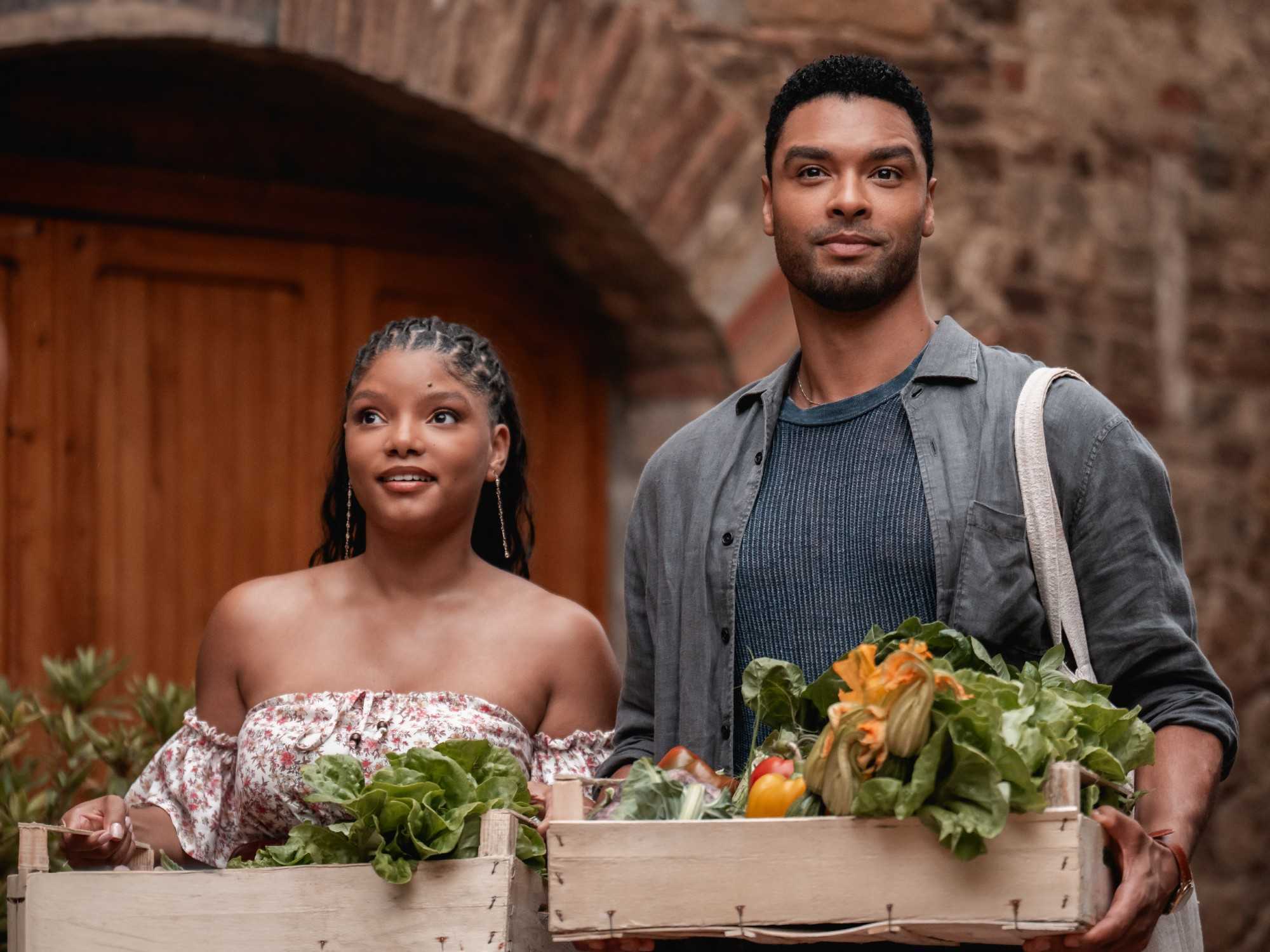 Halle Bailey and Regé-Jean Page in You, Me & Tuscany