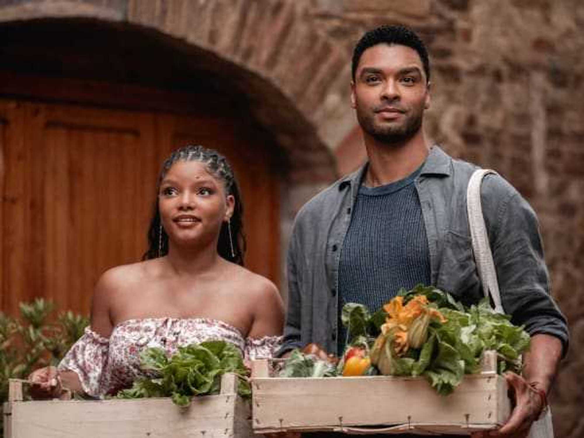 Halle Bailey and Regé-Jean Page in You, Me & Tuscany