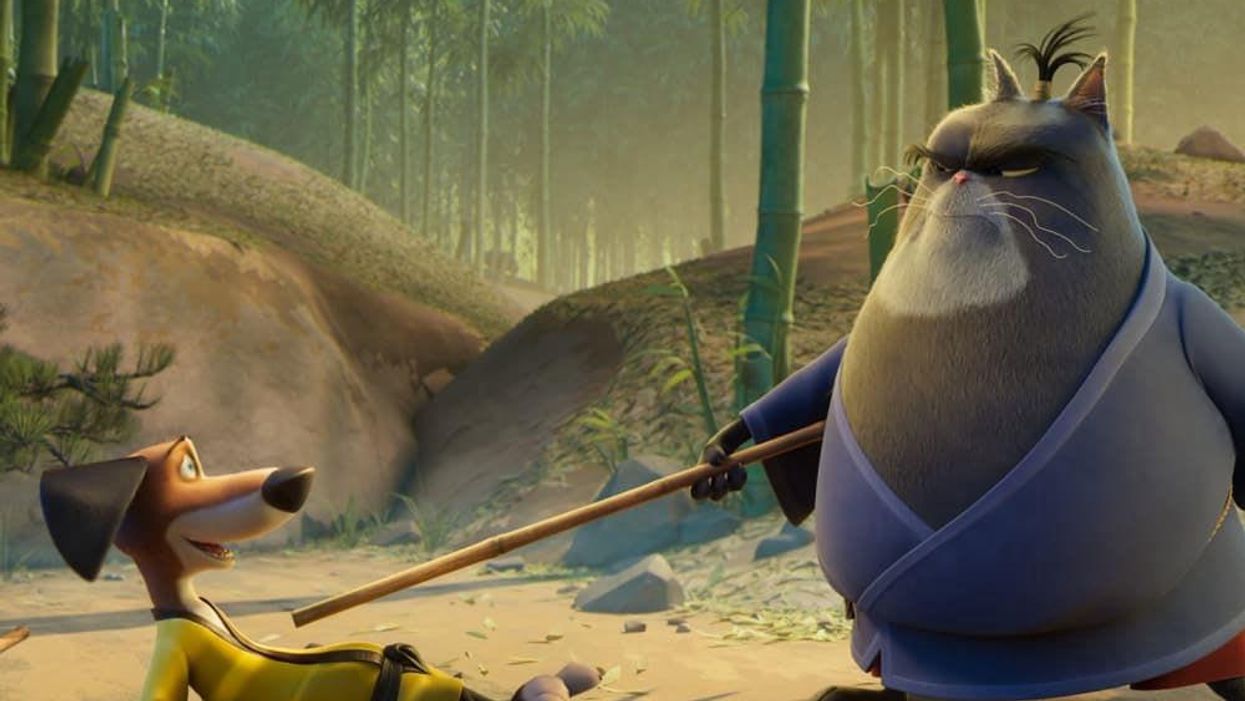 Hank (Michael Cera) and Jimbo (Samuel L. Jackson) in Paws of Fury: The Legend of Hank.