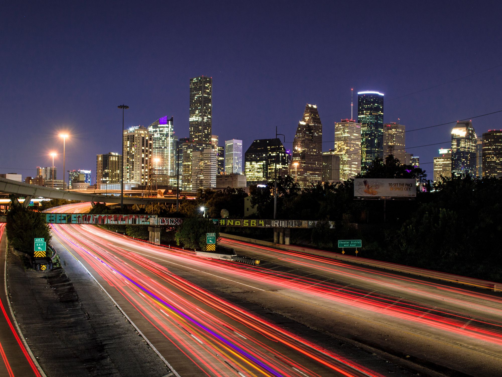 Houston skyline downtown night