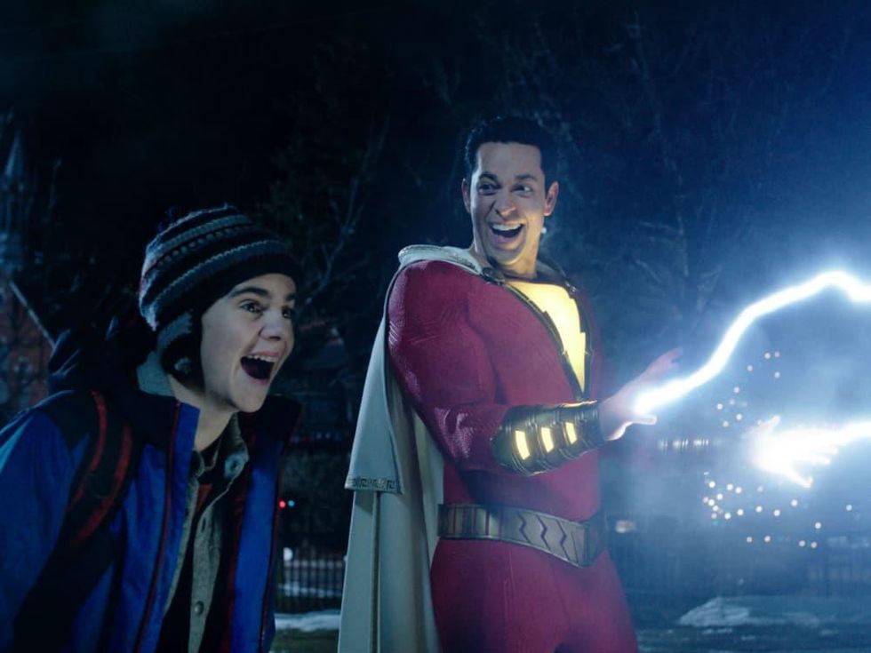 Jack Dylan Grazer and Zachary Levi in Shazam!