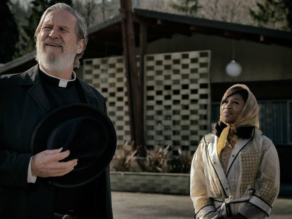 Jeff Bridges and Cynthia Erivo in Bad Times at the El Royale