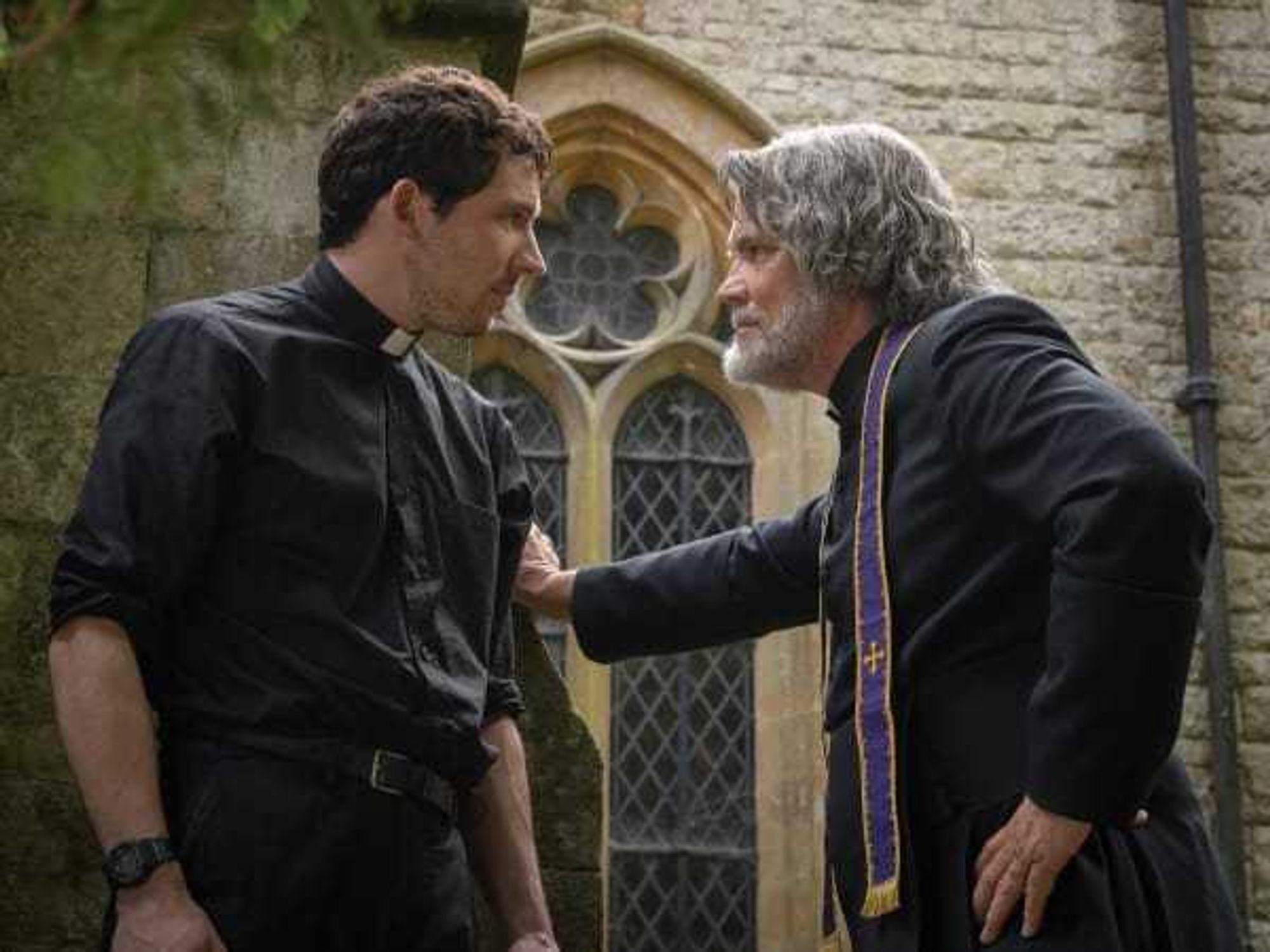 Josh O'Connor and Josh Brolin in Wake Up Dead Man: A Knives Out Mystery