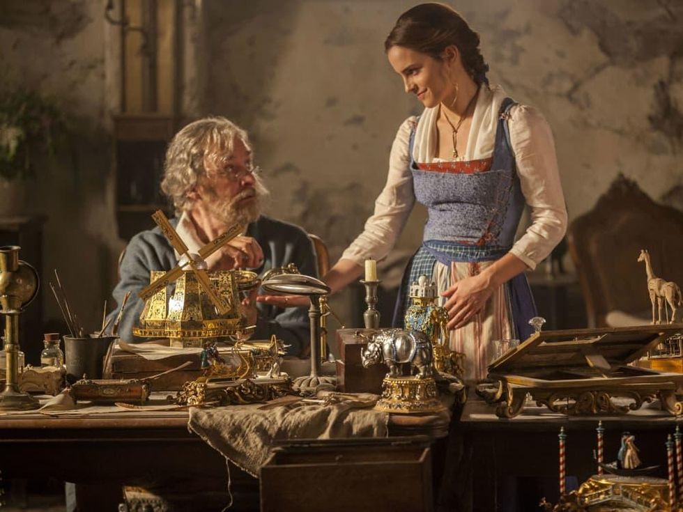 Kevin Kline and Emma Watson in Beauty and the Beast