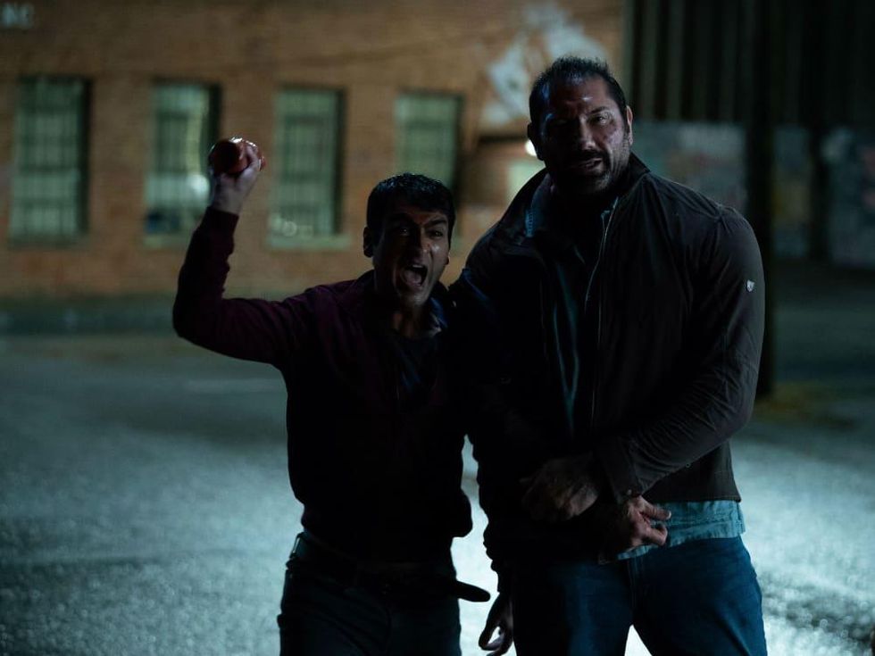 Kumail Nanjiani and Dave Bautista in Stuber
