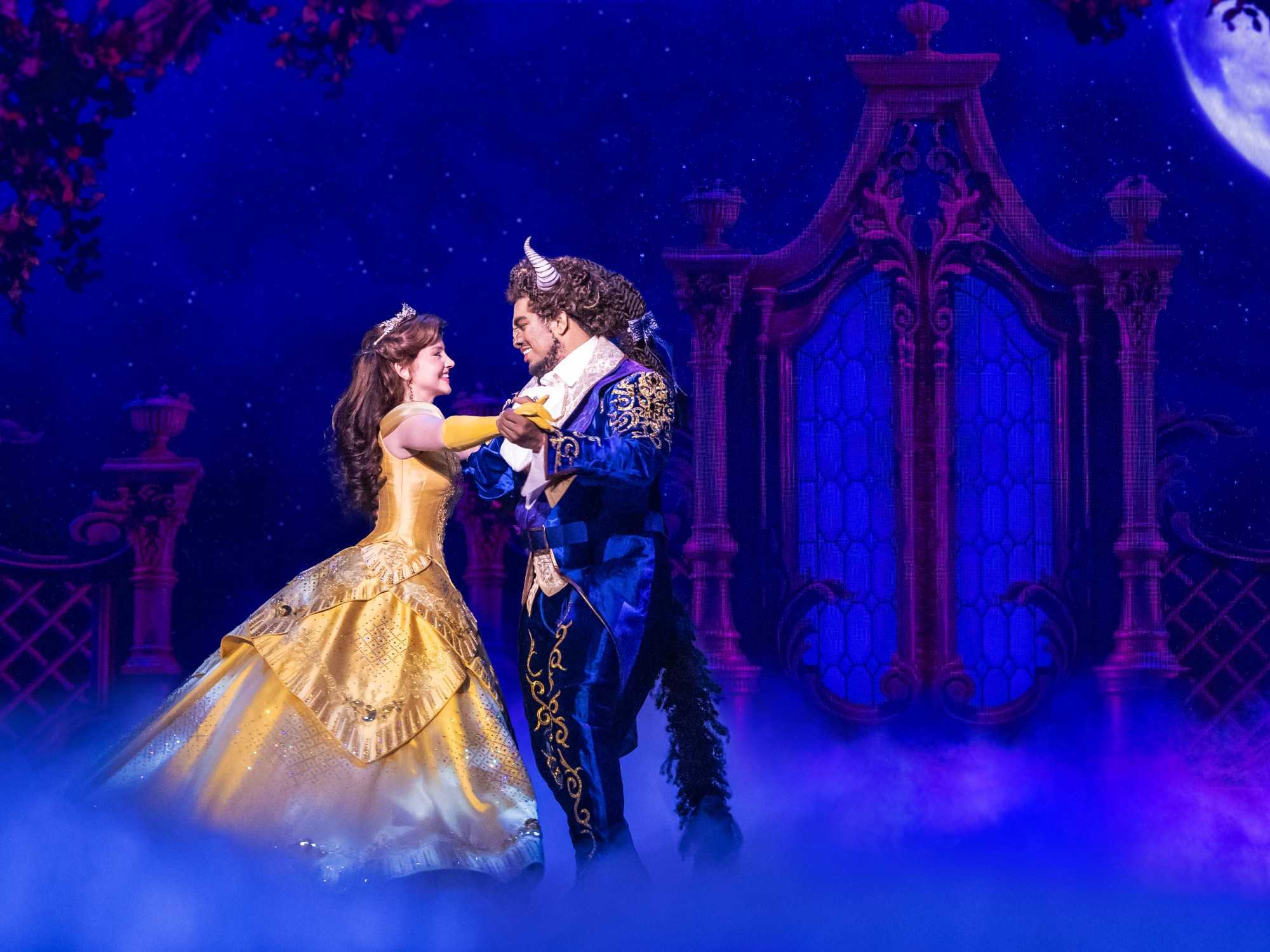 Kyra Belle Johnson as Belle and Fergie L. Philippe as Beast in Disney's Beauty and the Beast