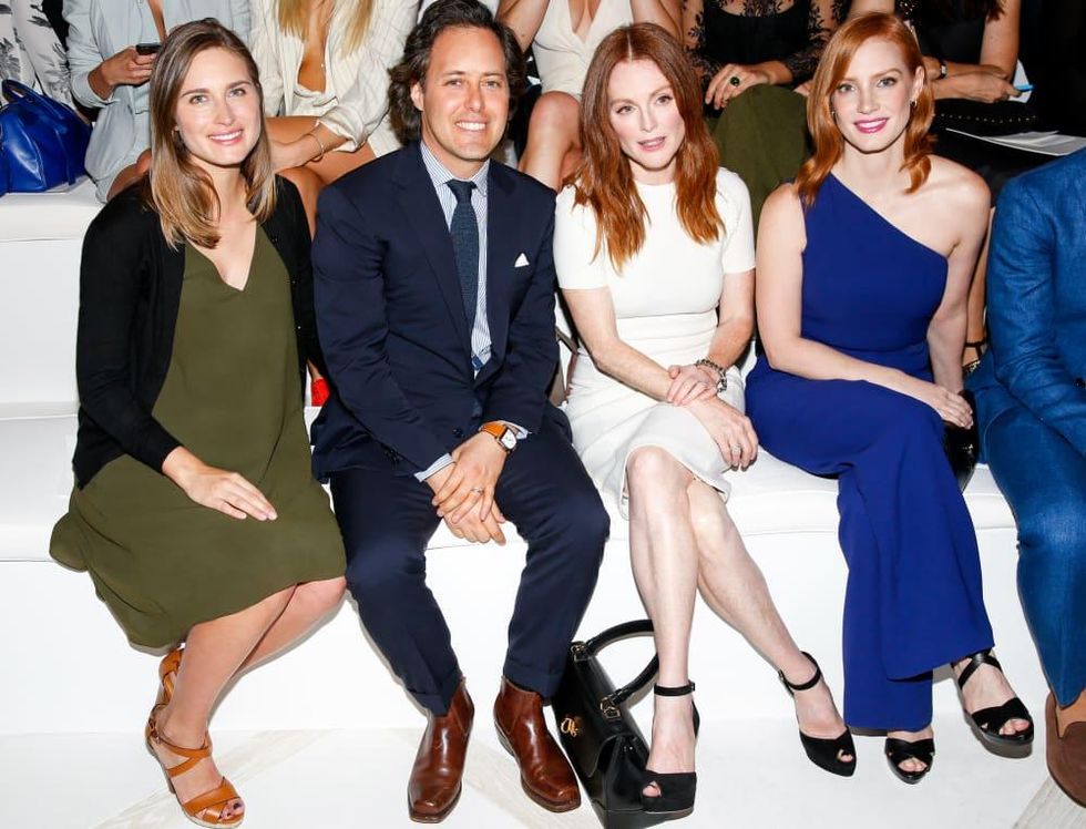 Lauren Bush Lauren, David Lauren, Julianne Moore, Jessica Chastain at RalphLauren spring 2016 runway show