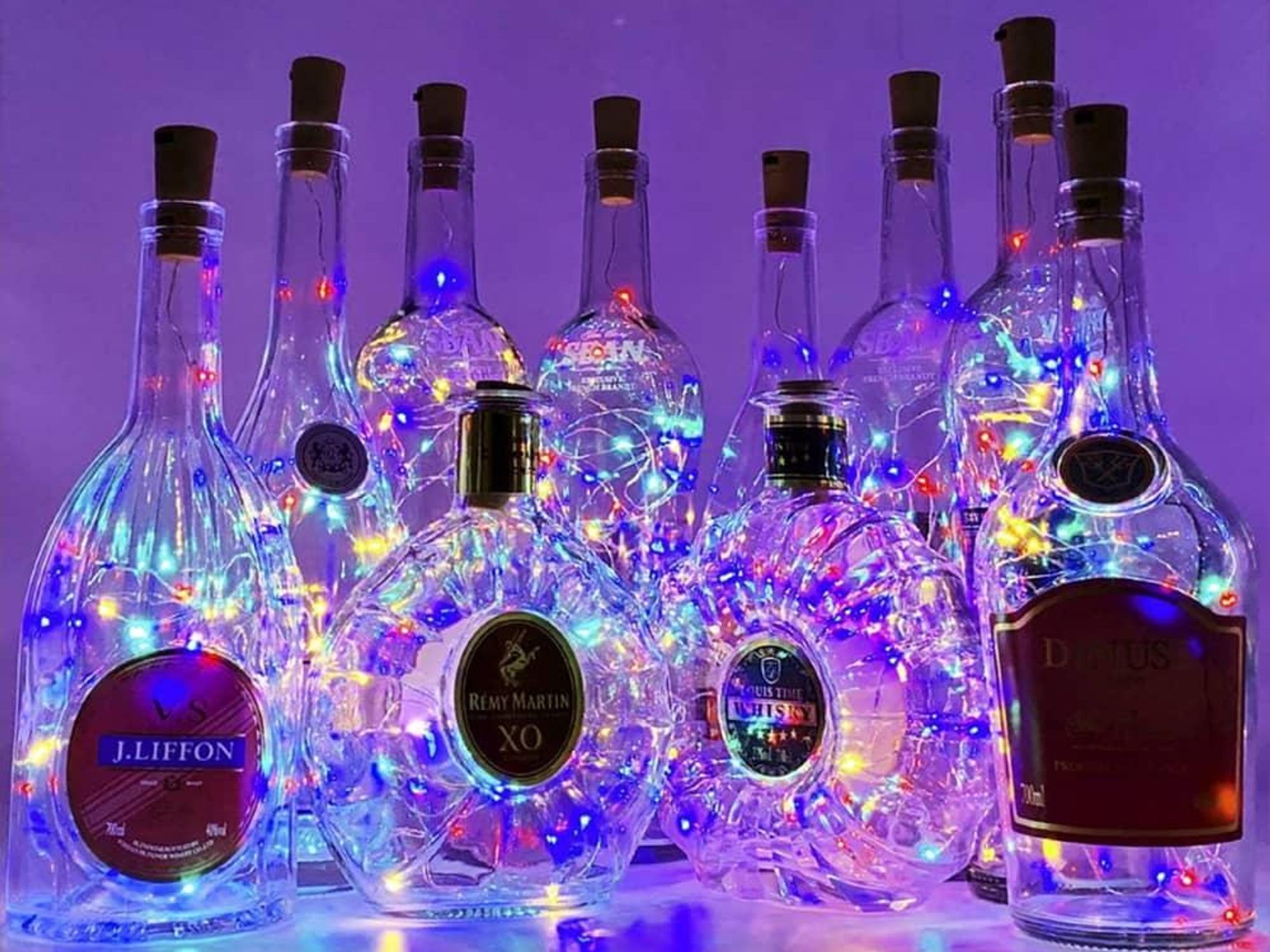 liquor bottles lit