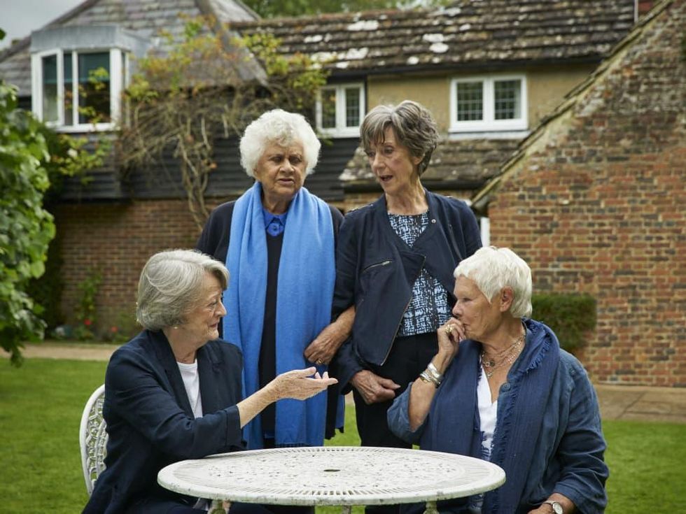 Maggie Smith, Eileen Atkins, Joan Plowright, and Judi Dench in Tea with the Dames