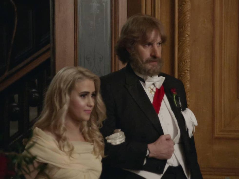 Maria Bakalova and Sacha Baron Cohen in Borat Subsequent Moviefilm