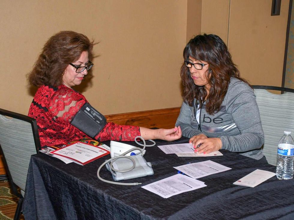 Mary Dominguez, Irma Ramirez, blood pressure check