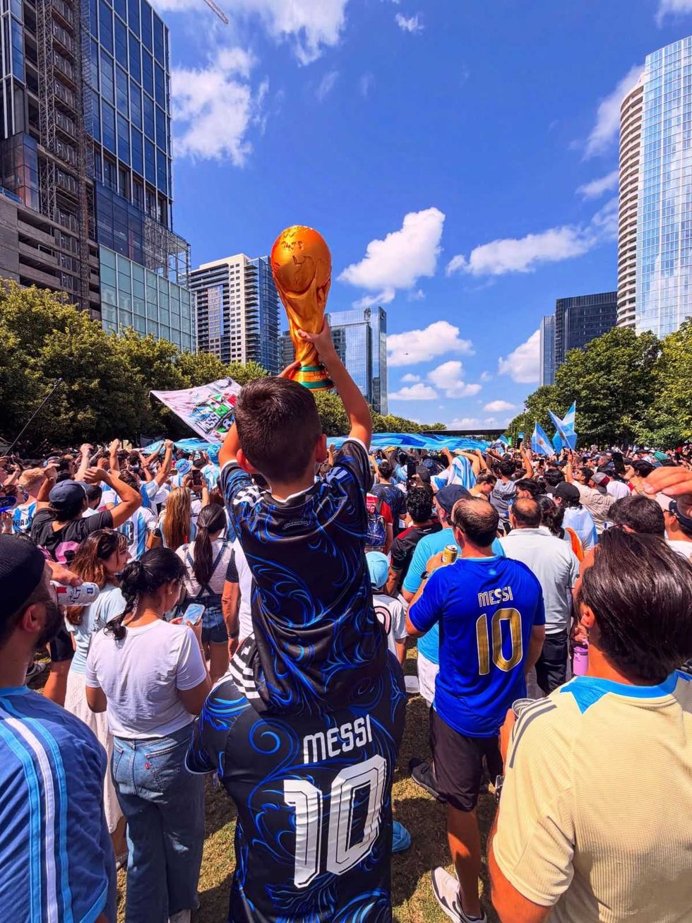 Messi fans in Klyde Warren Park