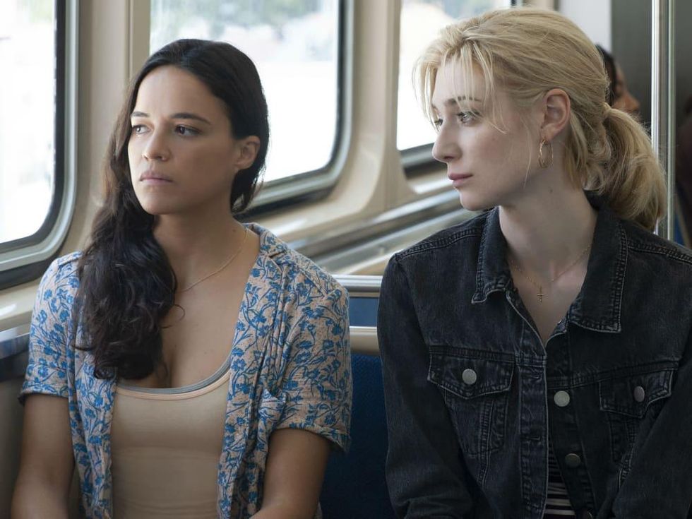 Michelle Rodriguez and Elizabeth Debicki in Widows