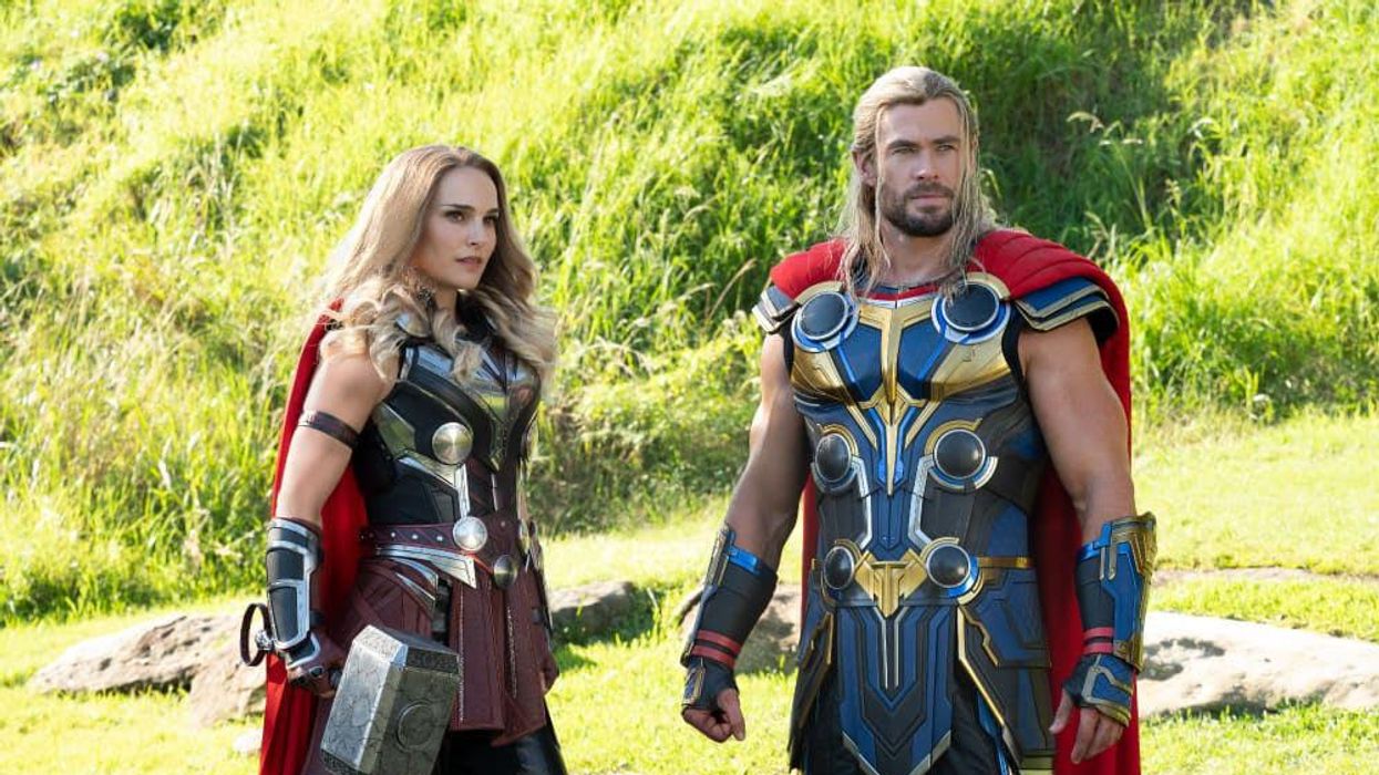 Natalie Portman and Chris Hemsworth in Thor: Love and Thunder.