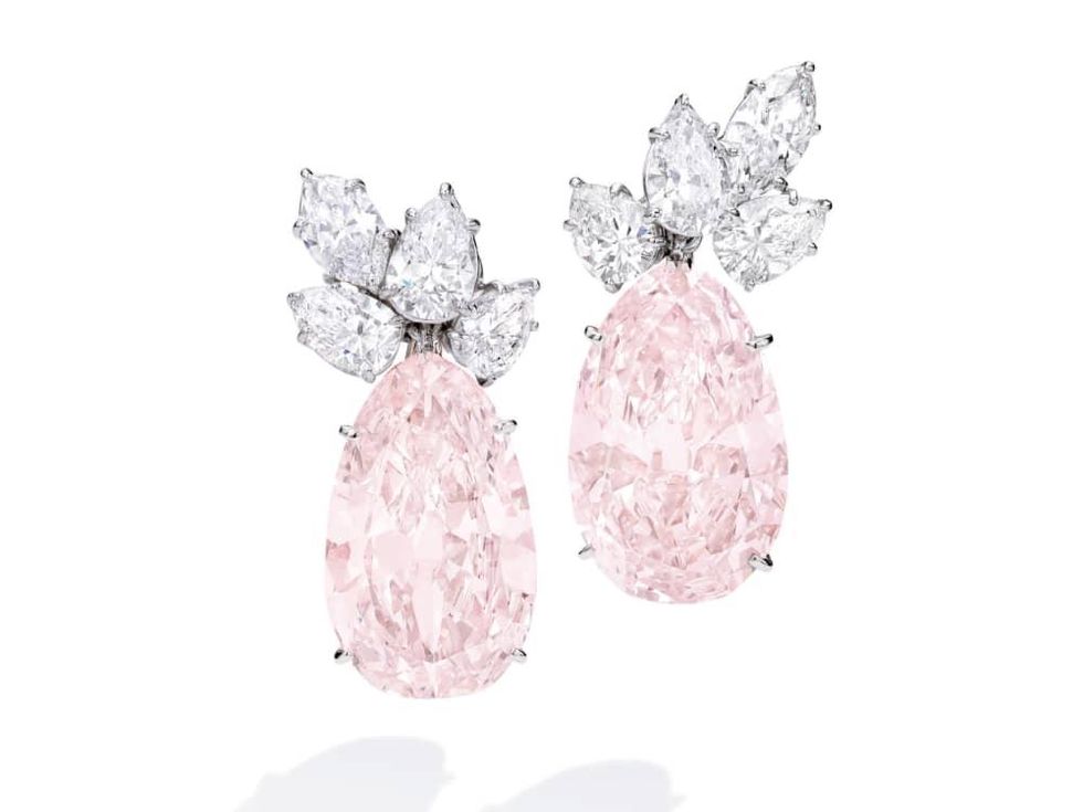 Nenetta Carter's Light Brown Pink and Diamond Earclips, Harry Winston