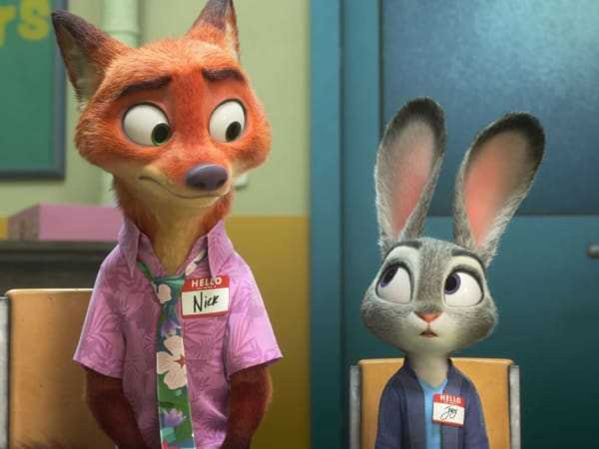 Nick (Jason Bateman) and Judy (Ginnifer Goodwin) in Zootopia 2