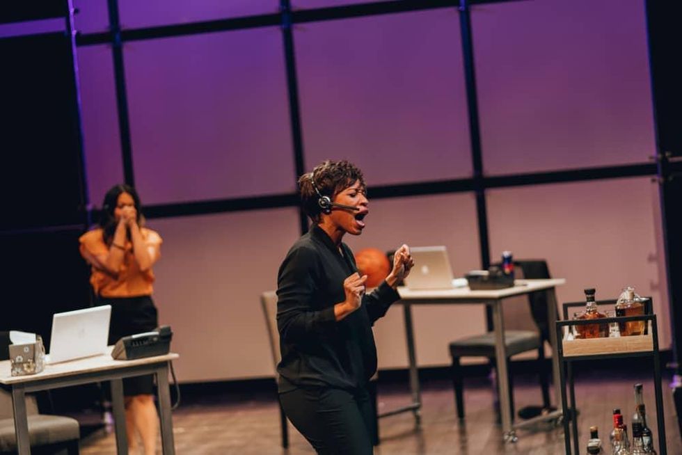 Olivia de Guzman and Kenneisha Thompson in King Liz at Amphibian Stage Productions