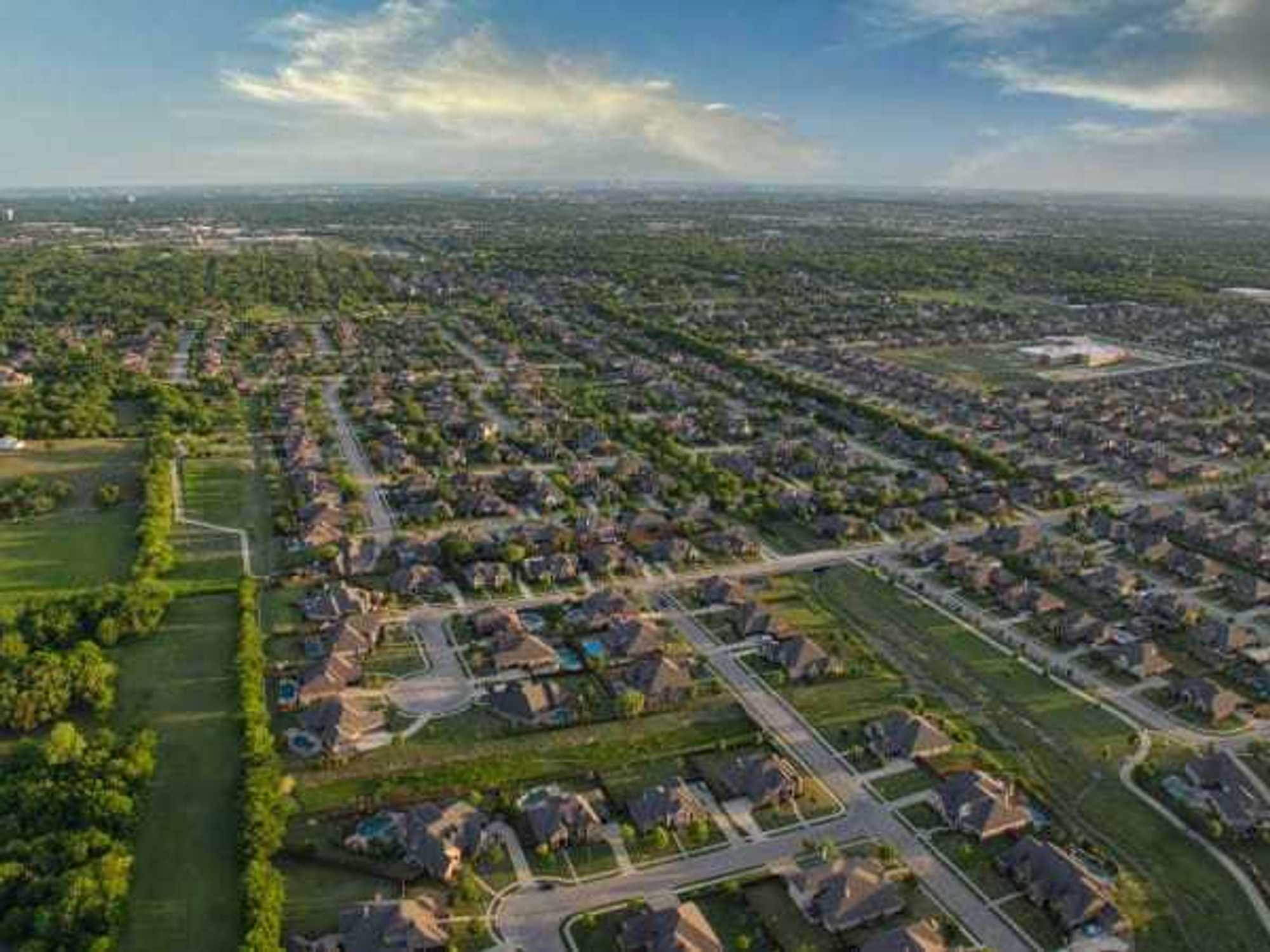 Overhead view of a neighborhood in Keller, Texas