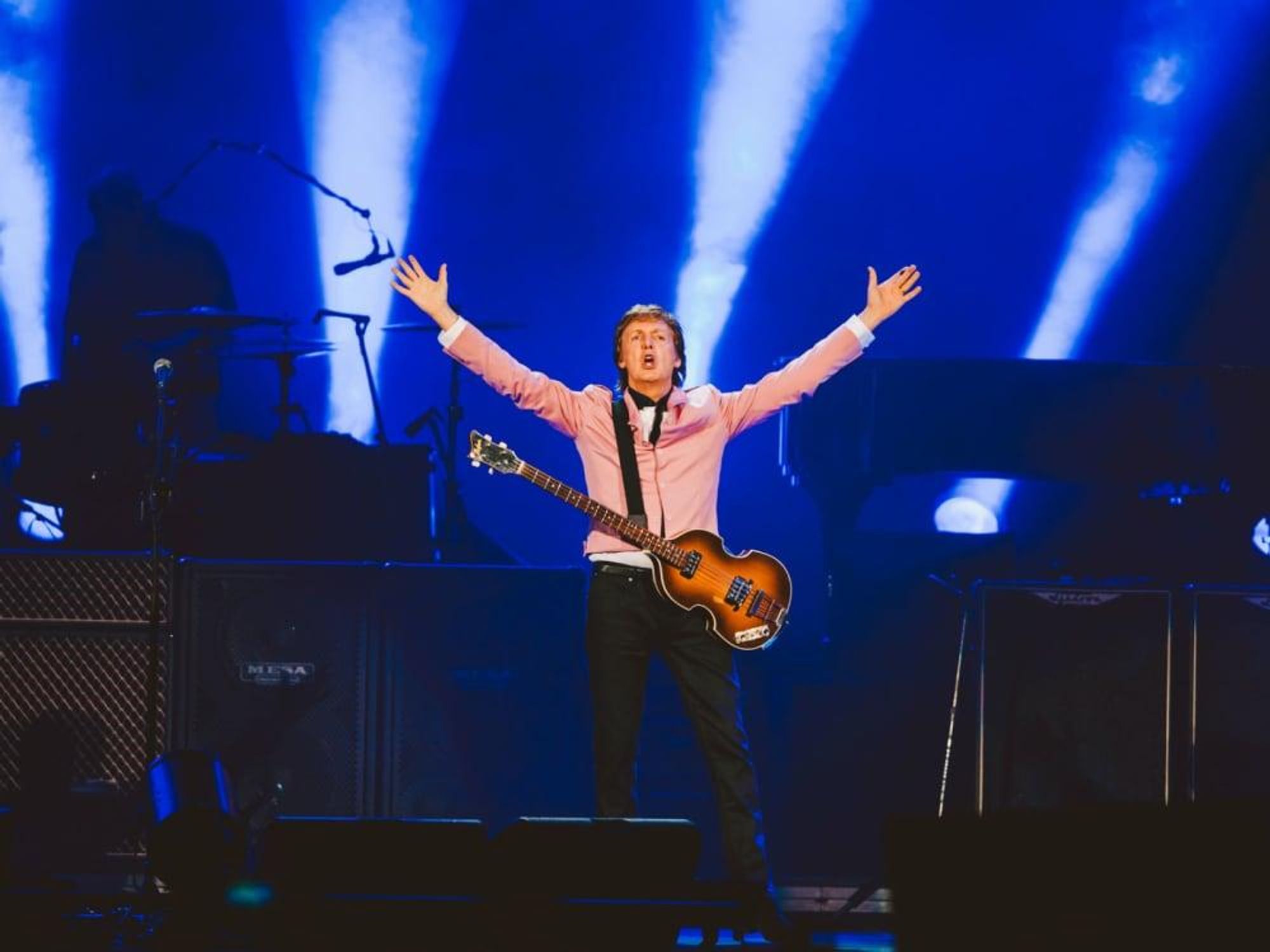 Paul McCartney at the Frank Erwin Center arms open