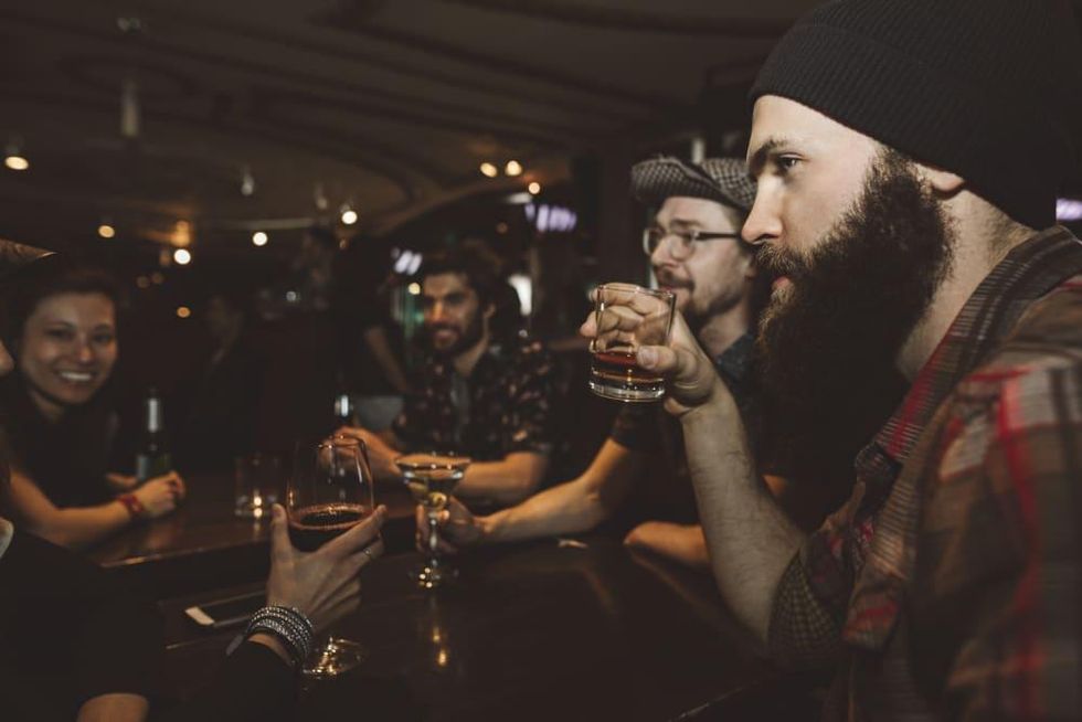 People drinking in a bar