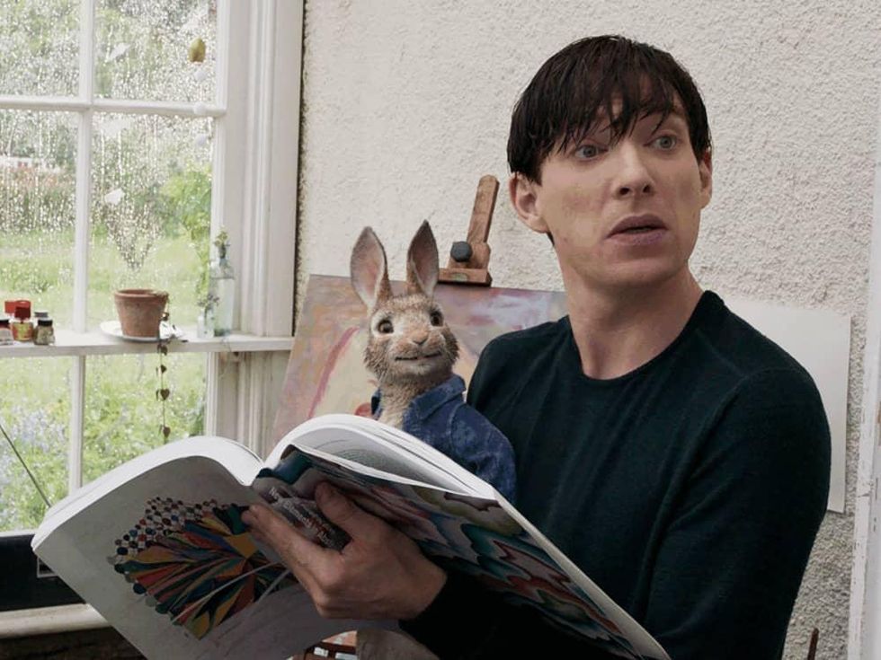 Peter Rabbit (James Corden) and Domhnall Gleeson in Peter Rabbit