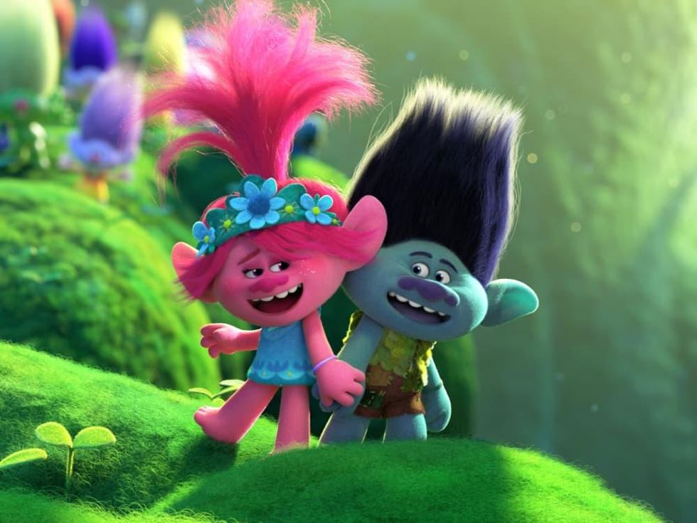 Poppy (Anna Kendrick) and Branch (Justin Timberlake) in Trolls World Tour